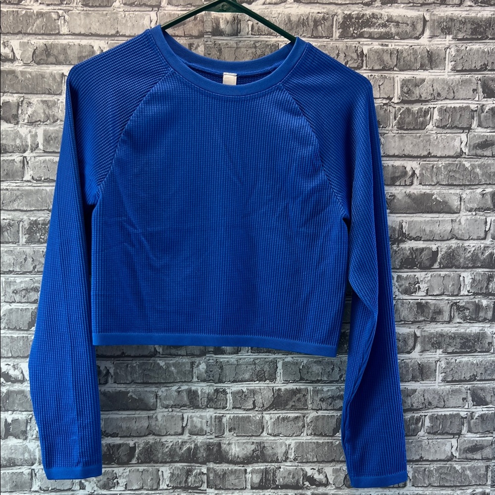 Offline‎ Aerie Blue Long Sleeve Ribbed Crop Top